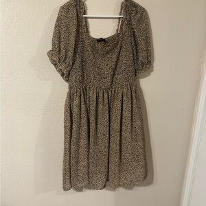 Black and Tan Smocked Dress